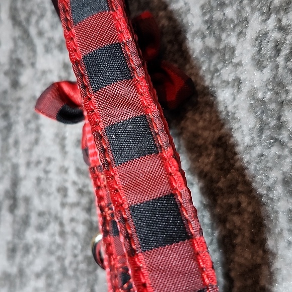 MARTHA STEWART PETS  FLOWER RED  & BLACK PLAID FASHION COLLAR 15" SMALL - Picture 7 of 11
